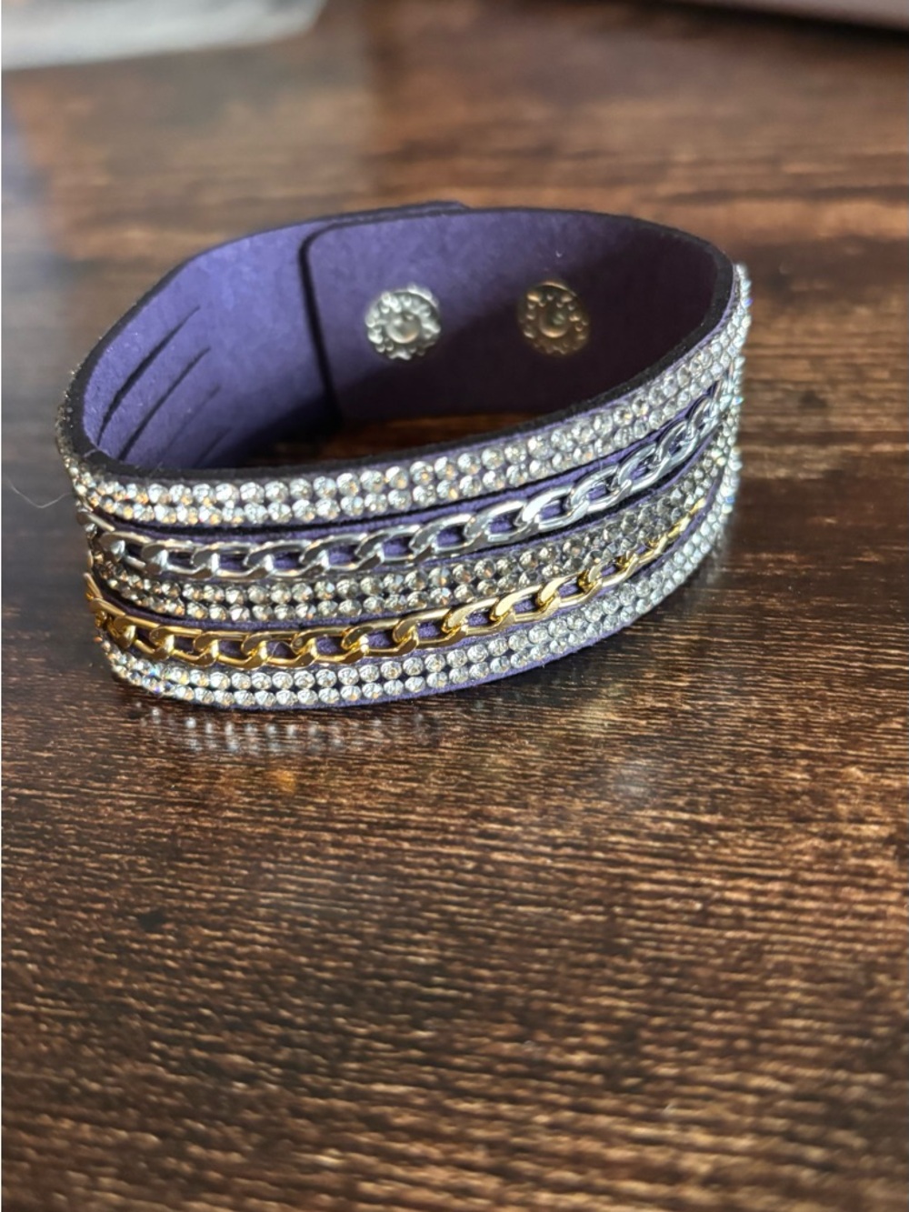 Crystal‎ Chain Accent Purple Wrap Bracelet
